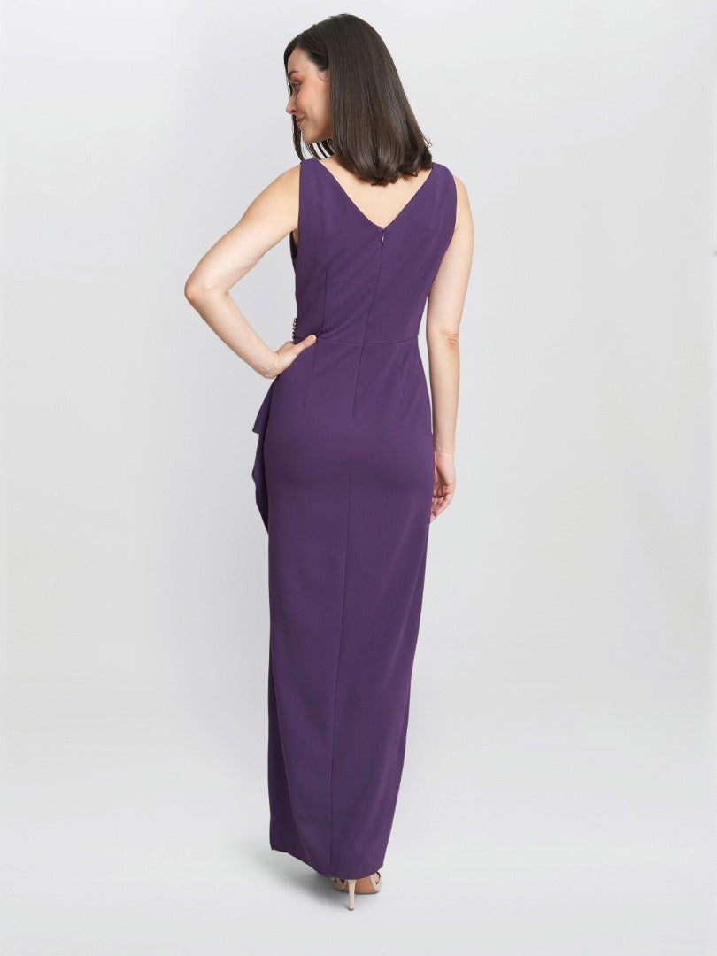  Neena V Neck Tulip Gown With Embellishment