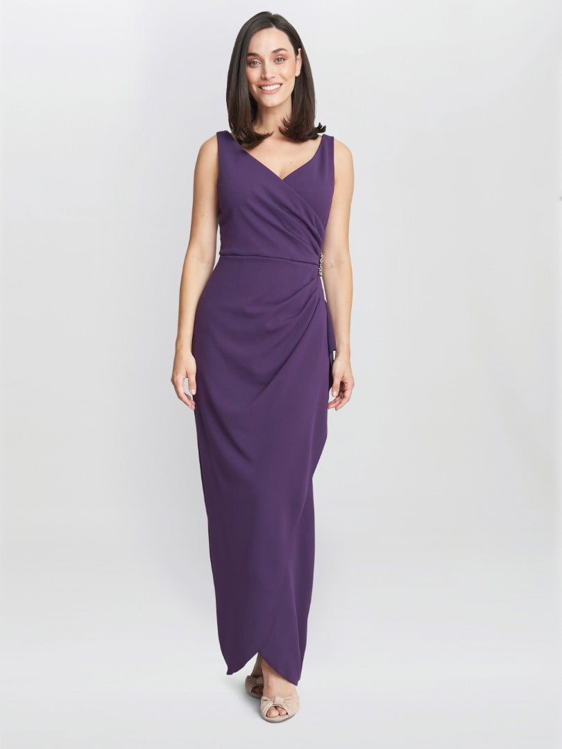  Neena V Neck Tulip Gown With Embellishment