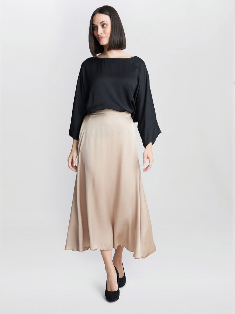  Candace Washed Satin Pull On Skirt