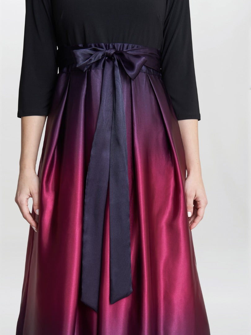  Ingrid V Neck Back Ombre Satin Maxi Dress