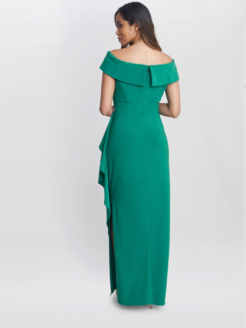  Jodie Off Shoulder Jersey Dress With Hip Detail