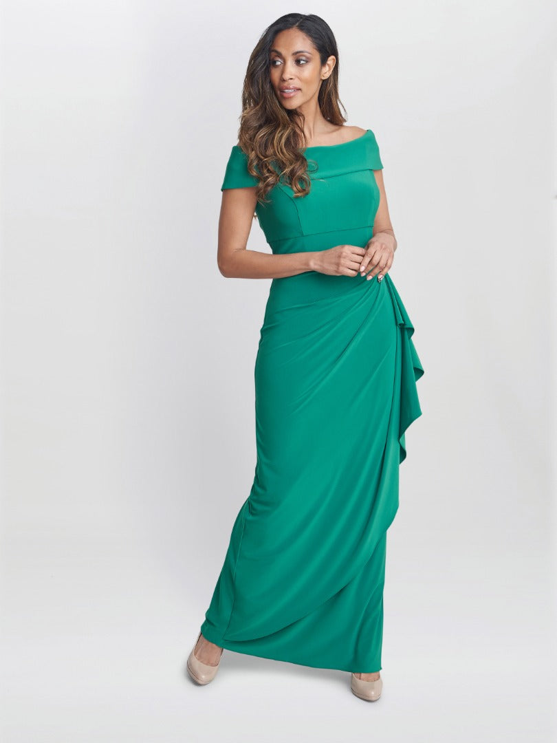  Jodie Off Shoulder Jersey Dress With Hip Detail