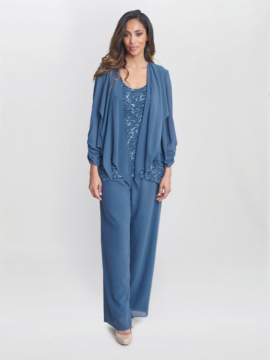  Julia 3 Piece Trouser Suit With Lace Top, Jacket And Trouser