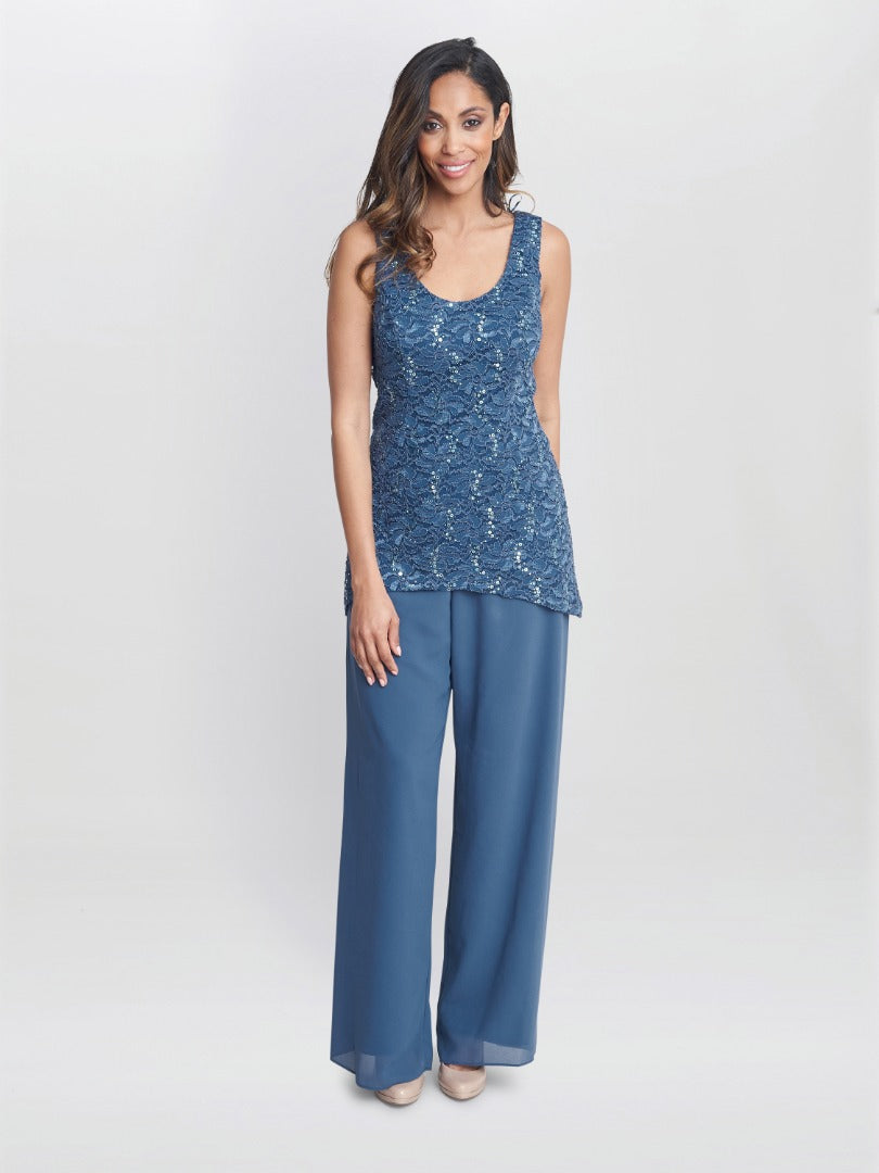  Julia 3 Piece Trouser Suit With Lace Top, Jacket And Trouser