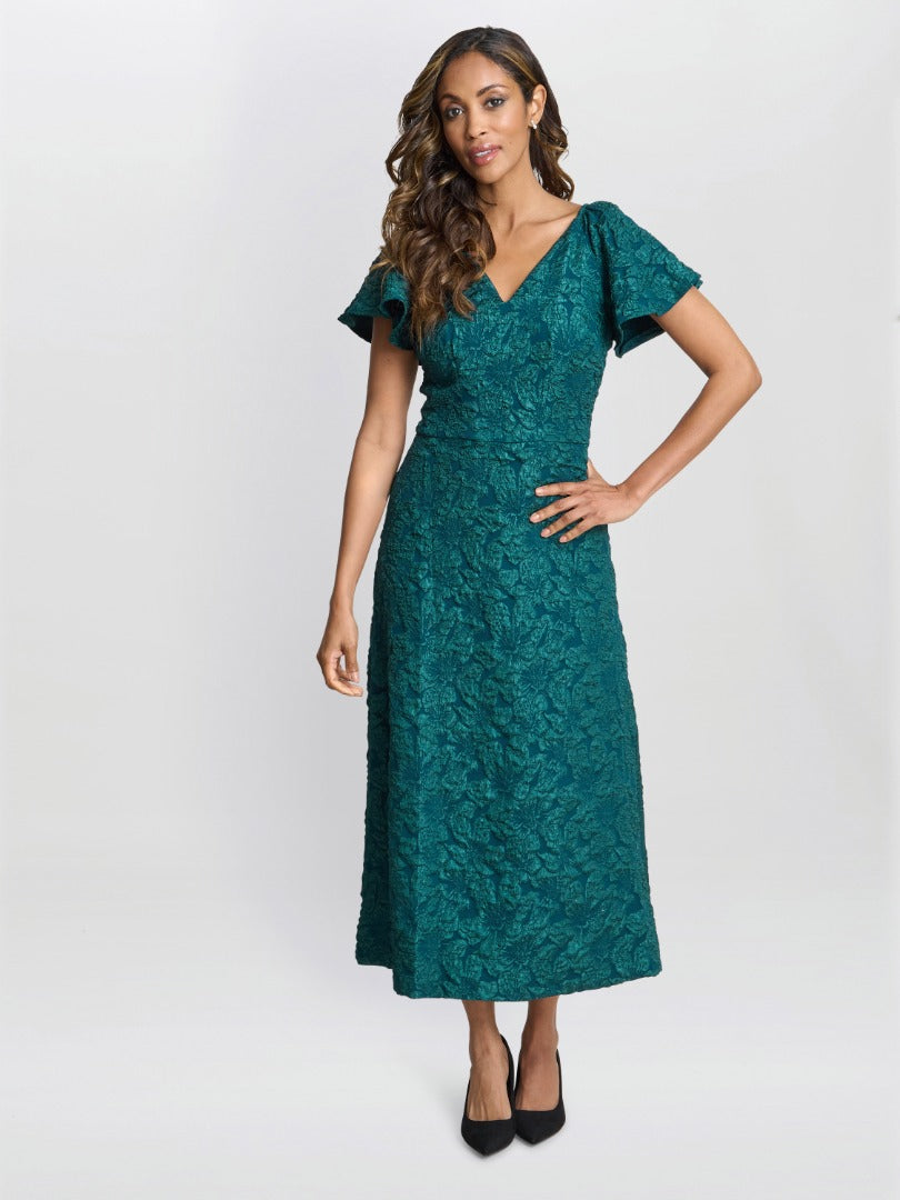  Claudina Midi A-Line Jacquard Dress