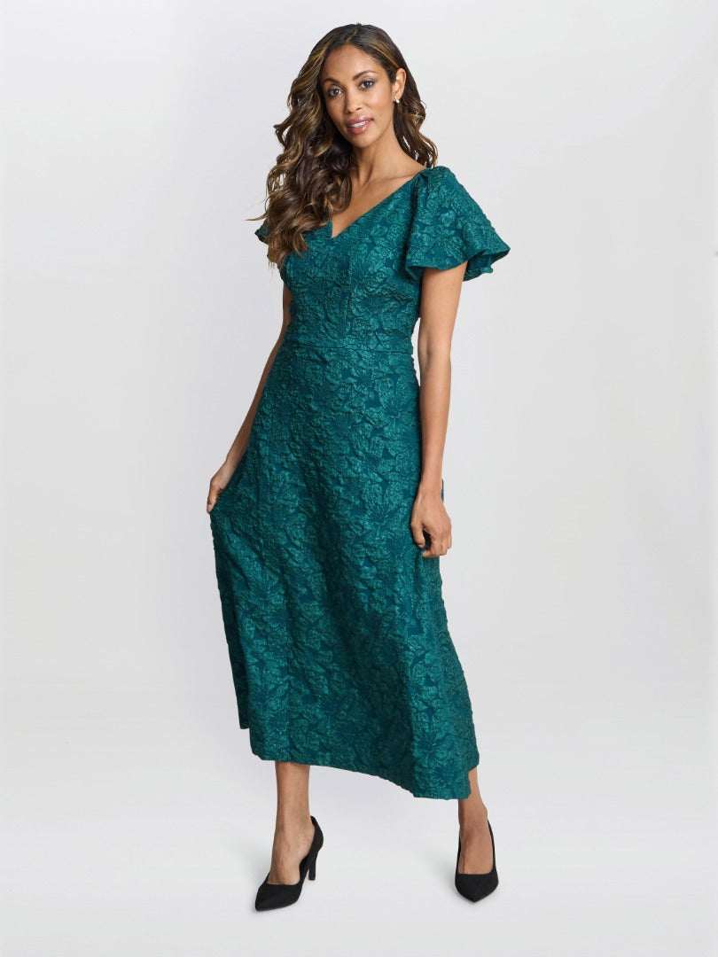  Claudina Midi A-Line Jacquard Dress