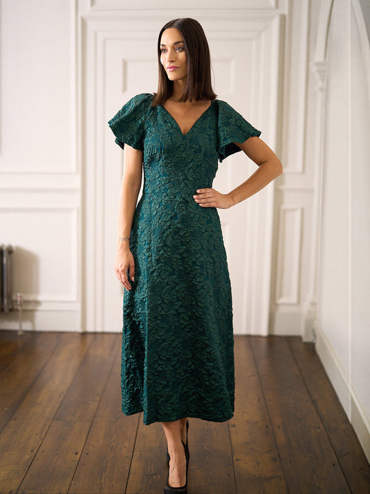  Claudina Midi A-Line Jacquard Dress