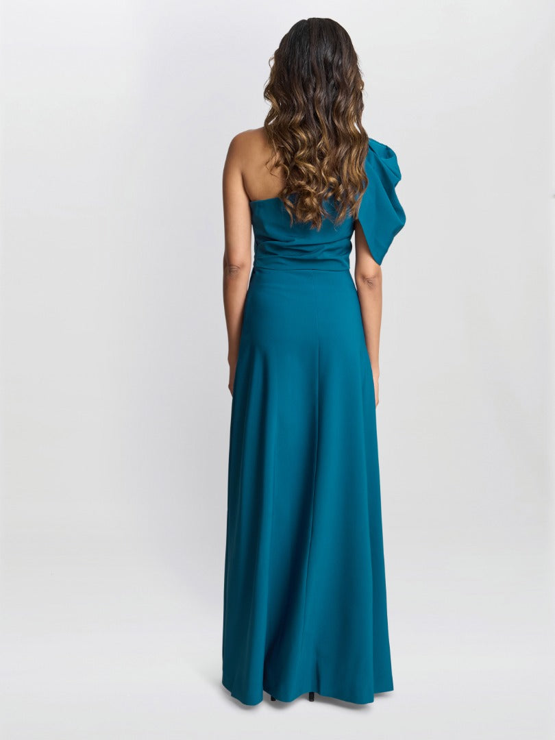  Tori One Shoulder Stretch Crepe Maxi Dress