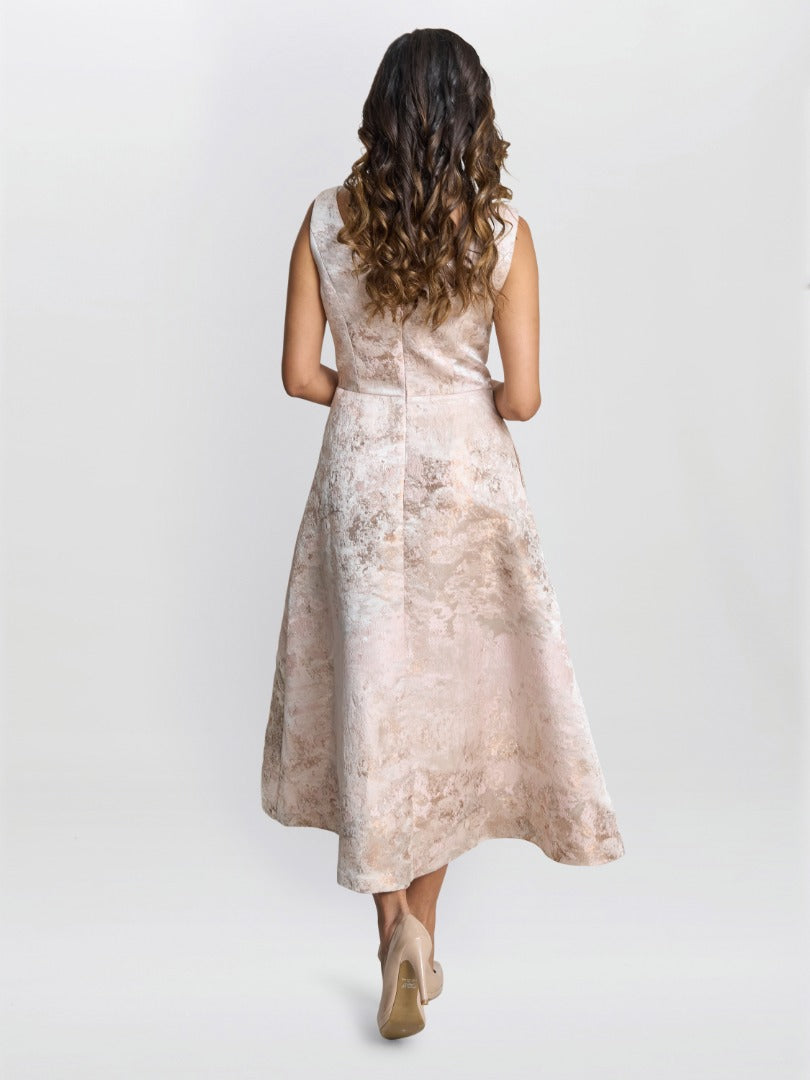  Ann-Marie Metallic Jacquard Midi Dress
